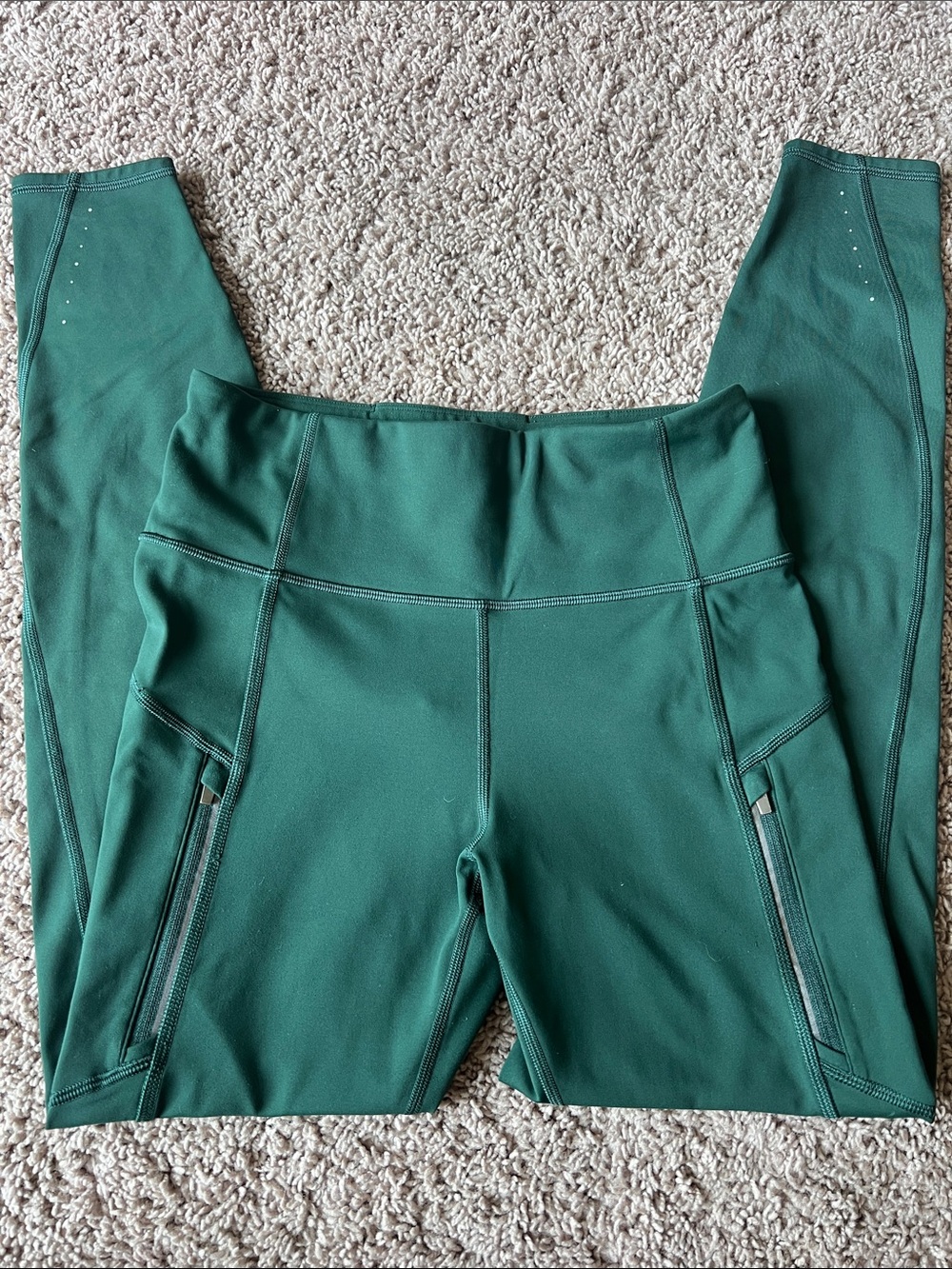 Forest Green Athleta Ranier Leggings with Zipper Pockets Small Tall